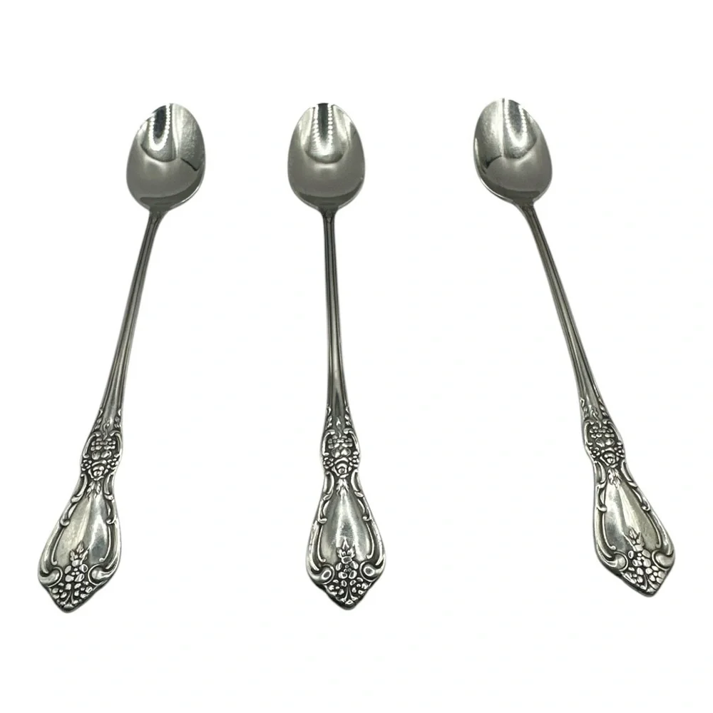 3 Iced Teaspoons Oneida Kennett Square Distinction Deluxe HH Stainless 7 5/8